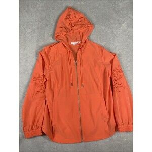 Chico's Zenergy 2 Large 12 Neema Embroidered Jacket Orange Performance Hooded